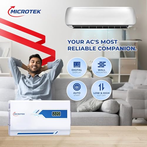 Image of Microtek EM 4140+ Automatic Voltage Stabilizer for AC Air Conditioner up to 1.5 Ton | Input Range 140V-290V