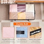 Lifewit 4 Pack sous le lit, grands sacs de rangement en plastique clair, boîtes de rangement de vêtements penderie Organisateur avec poignée renforcée Durable PP Tissu pour couvertures de draps, 60L