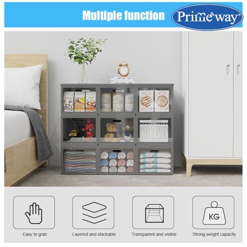 Image of Primeway PP Non Woven Fabric Collapsible Cabibox with Transparent Door | Stackable Storage Bins | Folding Closet Organizers | Home Office use | 36 Ltr | 30x40x30cm | Large | 1 Unit Box