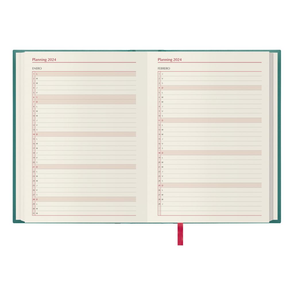 Dohe - 2024 Diary - Day Page - Size: 15 x 21 cm (A5) - 336 Pages - Stitched Binding - Hardcover - Green - Brasilia Model - Image 4