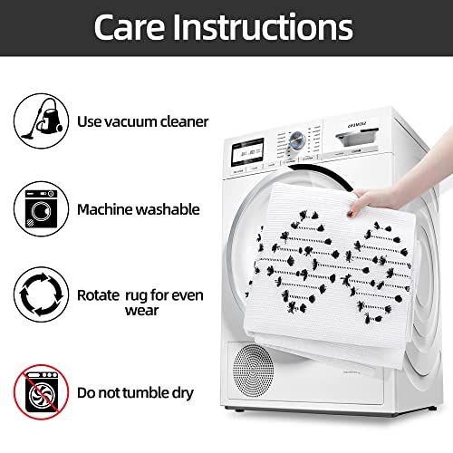 Agelmat Boho Runner Rug 2'X6', White Kitchen Runners Washable Hand-Woven Area Rug For Entryway Bedroom, Moroccan Throw Rug Bohemian Bath Mat For Hallway Entry Doorway Laundry #TOP6