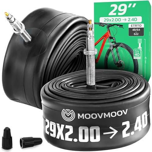 MOOVMOOV Cámara de Aire 29 Pulgadas - para Neumáticos de Bicicleta 29x2.0, 29x2.10, 29x2.125, 29x2.15, 29x2.20, 29x2.25, 29x2.30, 29x2.35 y 29x2.40 - ETRTO de 48 a 64-622 - Válvula Presta - Pack de 2