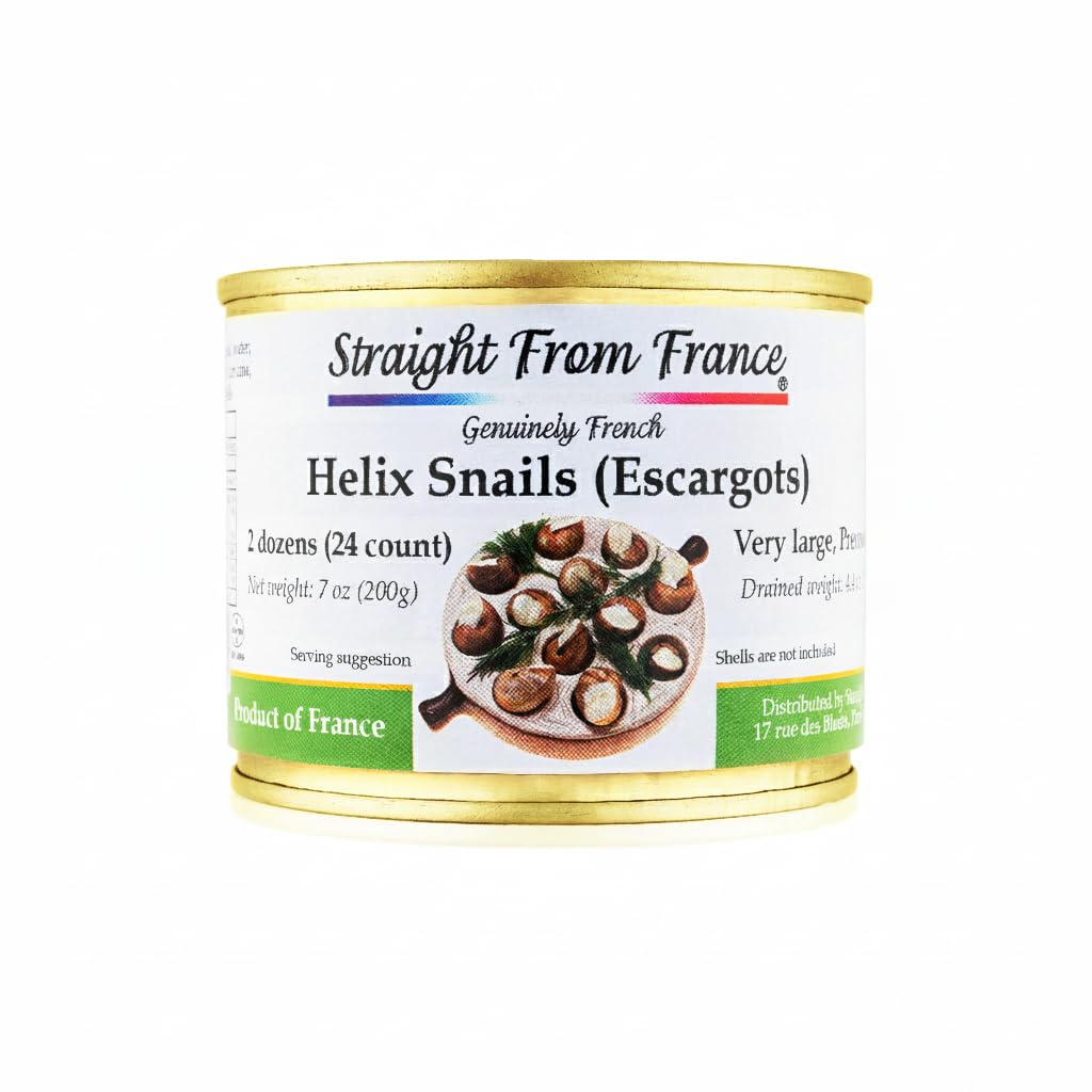 Straight from France Genuinely French, French Helix Lucorum Canned Escargots Snails, Keto & Paleo Friendly, 2 Dozen