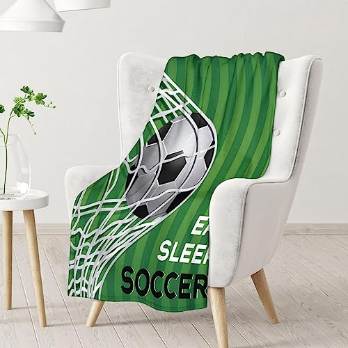 Mercuryelf Soccer Blanket Gifts, 50"x60" Funny Football Throw Blankets for Boys Kids, Cozy Lightweight Fleece Plush for Sofa Bed Room Decor