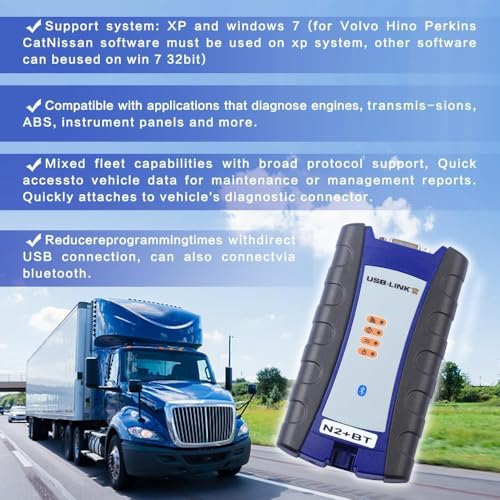 Image of 124032 Universal Heavy Duty Diesel Truck Excavator Diagnostic Scanner forNexiq USB Link 2 for Truck Diagnosis