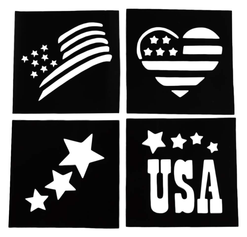 USA Colors Mini Face Paint Kit - Blue Red & White Makeup Face Painting Palette (3 Paints, Brush & Stencils) Set For America's Patriotic Events 4th of July, Independence Day, Veterans Day