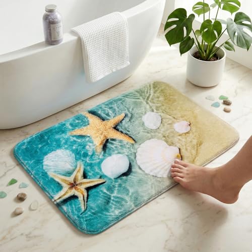 WODEJIA Bathroom Anti-Slip Floor mat Beach Starfish Carpt 29x17 inches