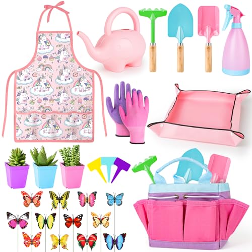 deAO Kids Gardening Tool Set, Garden Tools for Toddler, Include S...