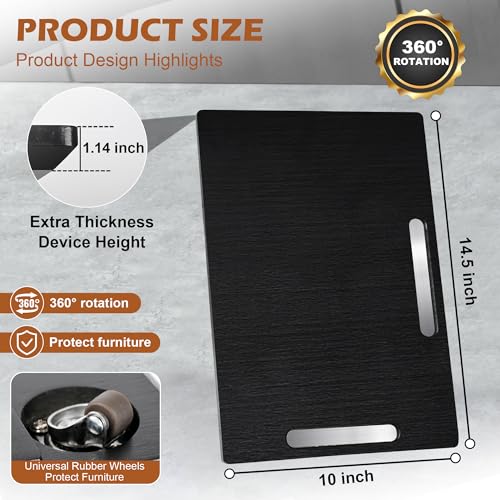 Image of Joy&Grace Appliance Slider for Kitchen Appliances 360 Rolling Sliding Tray for Coffee Maker Countertop, Bamboo Coffee Pot Slider Rolling Tray with Universal Rollers (Black, Medium 14.5 inch x 10 inch)