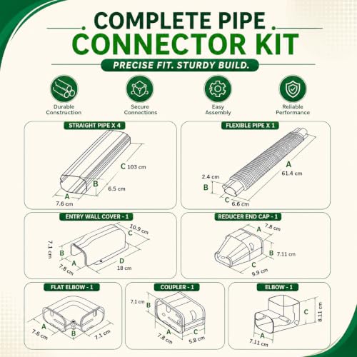 Image of Hukimoyo 8Ft PVC Air Conditioner Line Set Cover Kit Split AC Pipe Cover & Cable Concealment Kit Decorative AC Pipe Casing with Connectors Indoor & Outdoor Weather Resistant Installation Cover