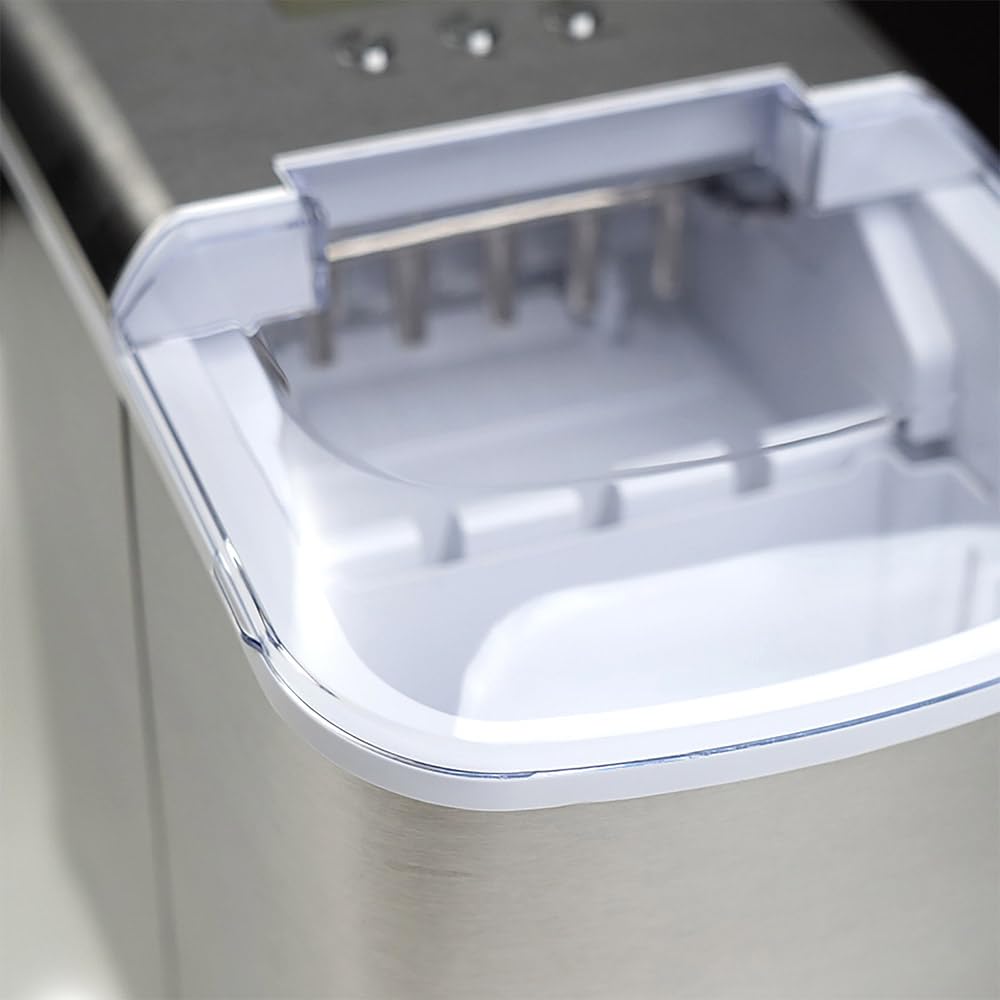 Caso IceChef Pro – designerska kostkarka do lodu do szybkiego przygotowania kostek lodu w ciągu 44360 min, produkuje ok. 500 g kostek lodu na godzinę, wysokiej jakości obudowa ze stali nierdzewnej, w zestawie łopatka do lodu