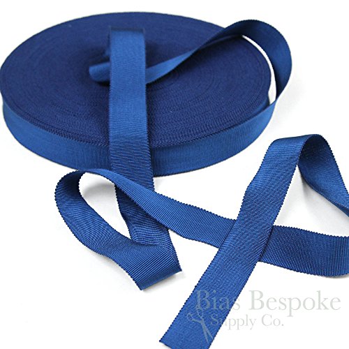 3 Yards of Vera 1'' Cotton & Viscose Petersham Grosgrain Ribbon, Sapphire Blue, Made in Italy