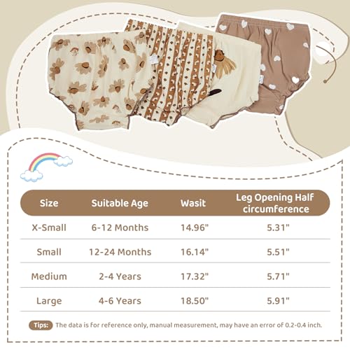 Durio 4Pcs Diaper Covers for Girls Baby Bloomers for Toddler Girls Ruffle Cute Cotton Baby Girl Shorts Toddler Girl Bloomers B Daisy 4-6 Years