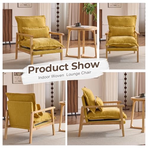 Sillón Chenille con almohada lumbar Amarillo miniatura 6