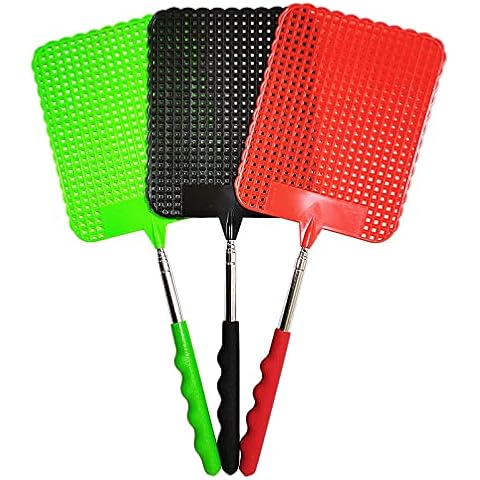 3 Pack Extendable Fly Swatter -Insect Spider Wasp Bug Swatter Metal Long Handle Fly Swatter Telescoping Fly Swatter for Use Indoors & Outdoors Cover