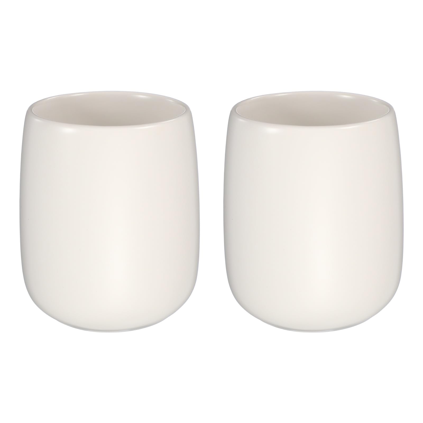 sourcing map Lot de 2 gobelets réutilisables en céramique pour salle de bain - 300 ml - Blanc