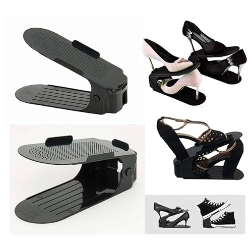 20 Organizadores de Sapatos com Altura Ajustável - Preto