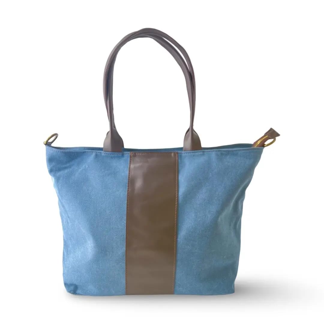 Bolso de hombro Inés | Bolso Loneta y Cuero | Bordado y Personalizado con tus iniciales