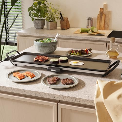 Tristar Griglia da tavolo slim L, Ampia superficie di cottura di 70 x 23 cm, Termostato regolabile, Manici rimovibili, Rivestimento antiaderente, BP-2668 - immagine 4