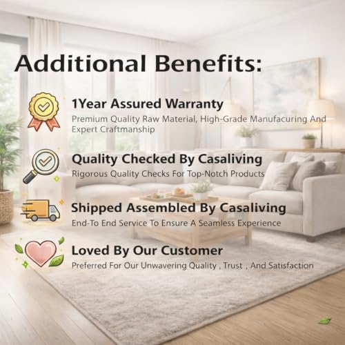 Image of Doraldo 3 Seater Sofa Set with 2 Ottoman for Living Room (Cream) Premium Fabric Sofa
