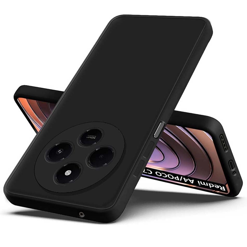 Fashionury Back Cover for Redmi A4 5G / Poco C75 5G / Redmi 14C 5G / Poco M7 5G | Matte Soft Silicon Flexible | Camera Bump Protection | All Side Shock Proof Rubberised Back Case Cover (Black) Fashionury Back Cover for Redmi A4 5G / Poco C75 5G / Redmi 14C 5G / Poco M7 5G | Matte Soft Silicon Flexible | Camera Bump Protection | All Side Shock Proof Rubberised Back Case Cover (Black)