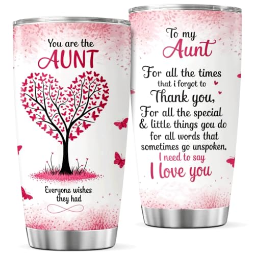 CUBICER Heart Tree Butterfly Design Aunt Gift Stainless Steel Tumbler For From...