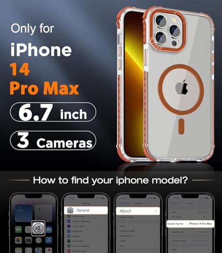 Coque iPhone 14 Pro Max antichoc de qualité militaire transparente Magsafe