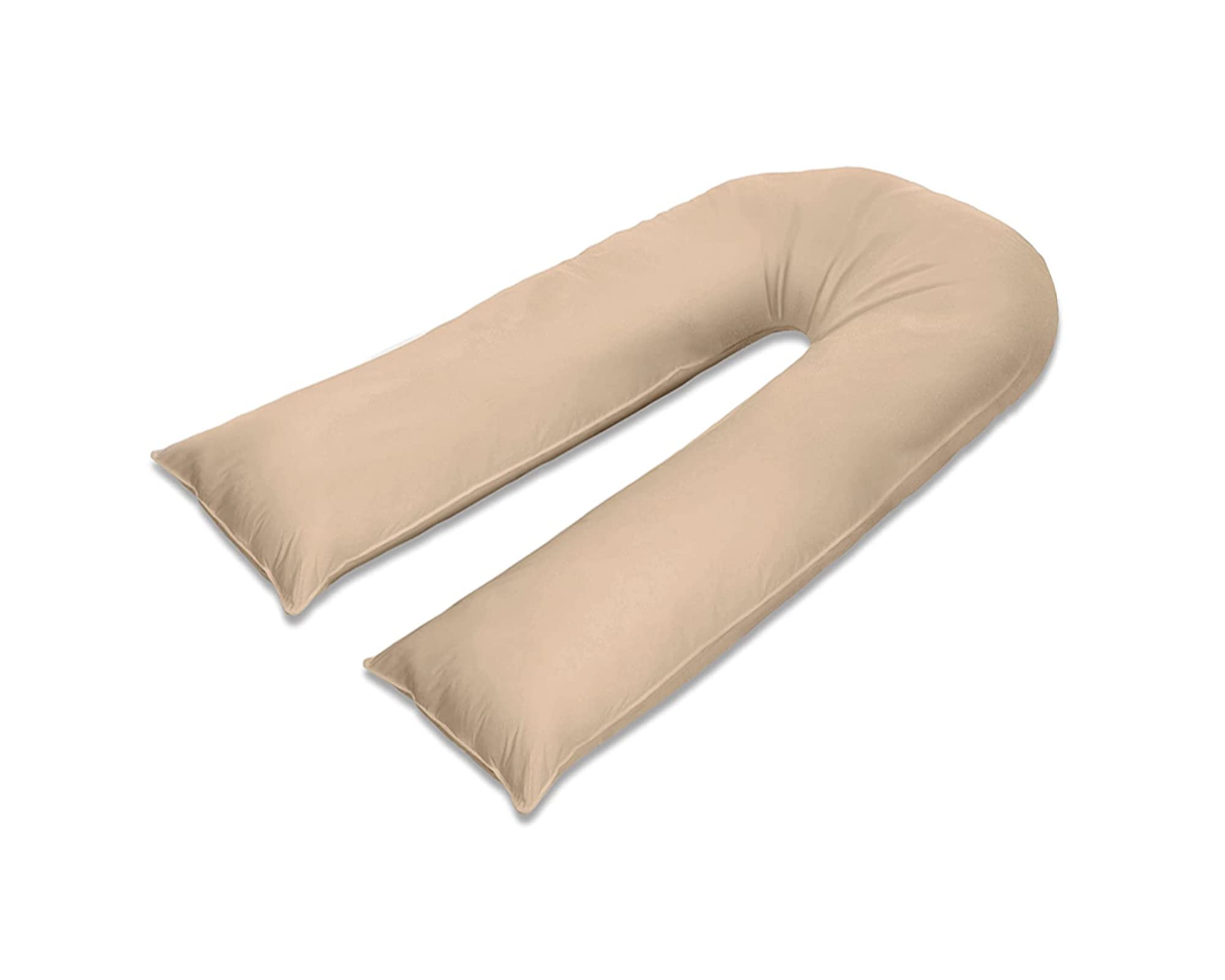 100% Pure Cotton Case 9ft Long Luxurious U-Shaped Pregnant Body Pillows Filled With Hollowfiber – Comfortable Sleeping Maternity Pillows For Back And Belly Support (Mocha)