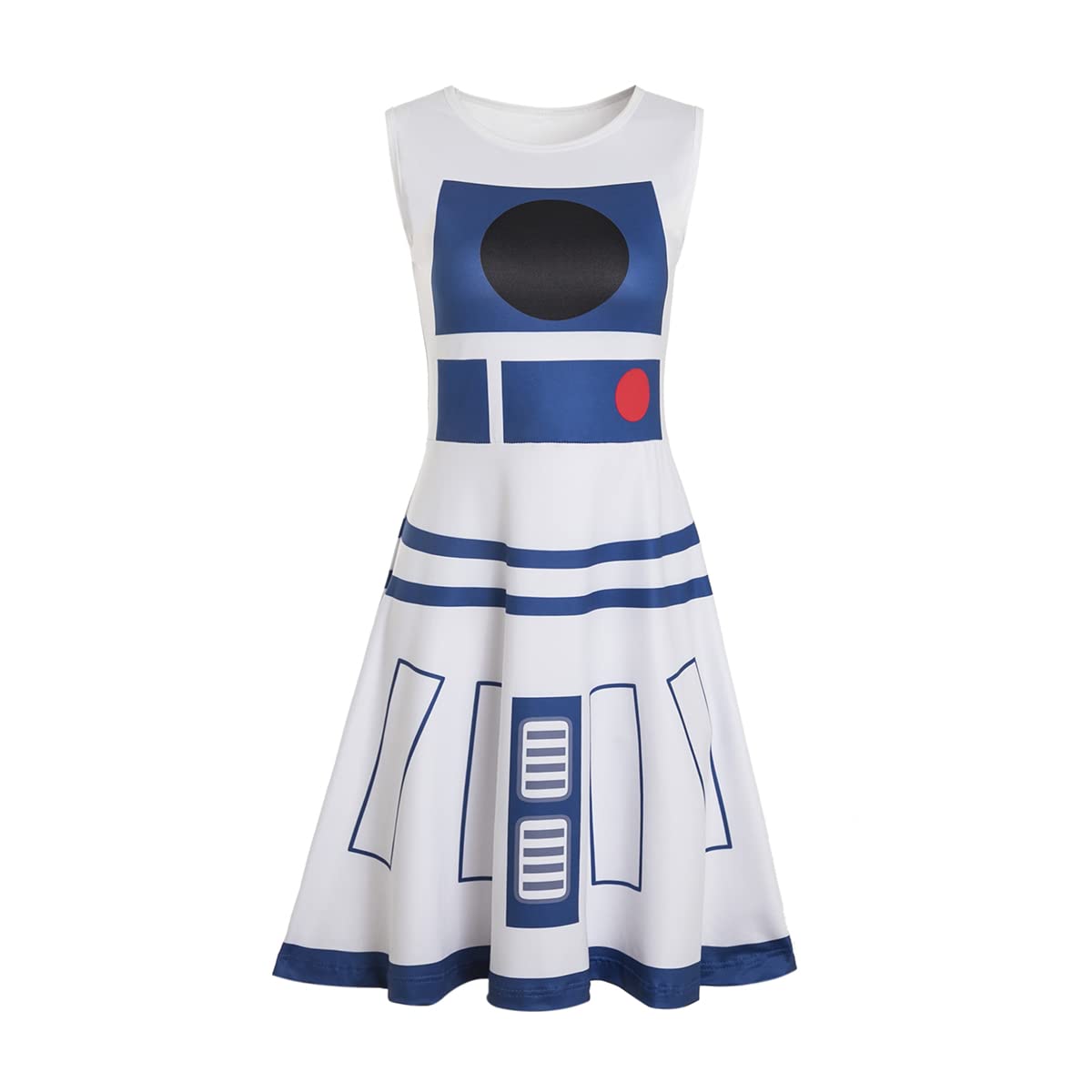 Ruikajia Womens' R2-D2 Droid Racerback R2d2 Costume Halloween Cosplay Dress, White, Medium