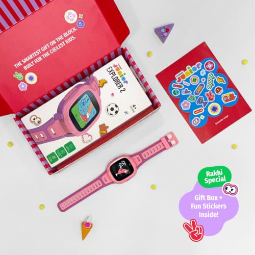 Image of Noise Junior Explorer 2 Delight Gift Box - Smart Watch for Kids with 4G SIM Compatibility, 2-Way Video & Voice Calling, Geofencing, Real-Time Location Monitoring via Google Maps Power Pixel