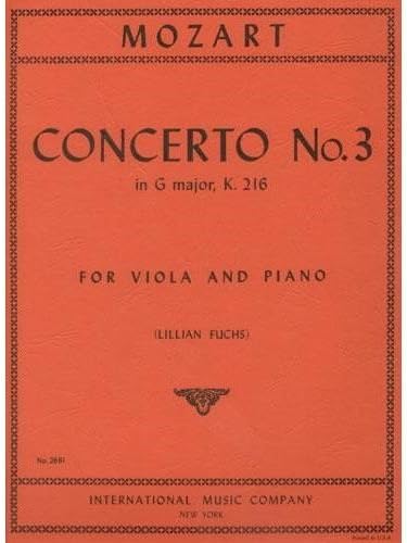 Mozart W.A. Concerto No3 in G Major, K216 VIOLA and Piano - by Lillian Fuchs International