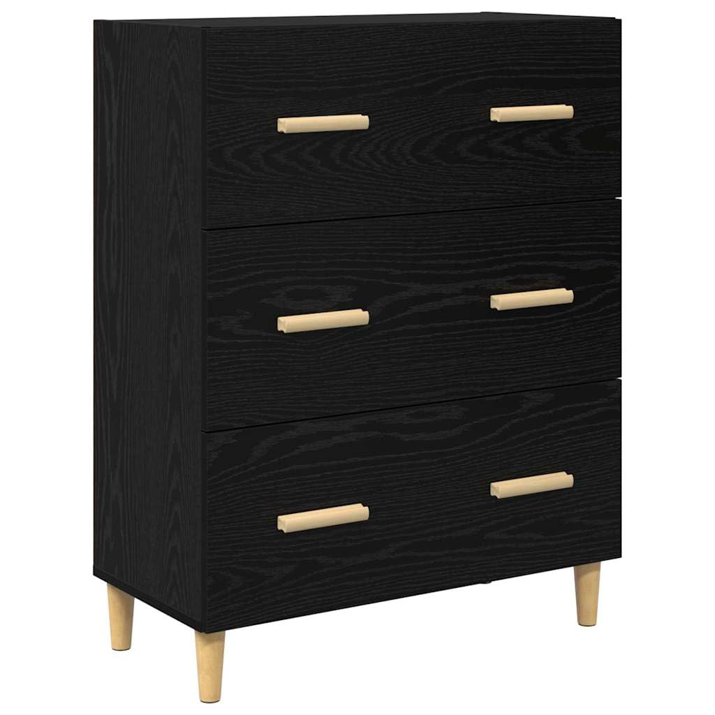 Meuble haut noir aspect chêne 69,5 x 32,5 x 180 cm 3 tiroirs