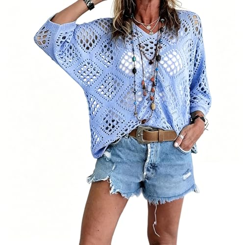 Camisetas de ganchillo transpirables con punto hueco que ofrecen maxima ligereza y confort casual