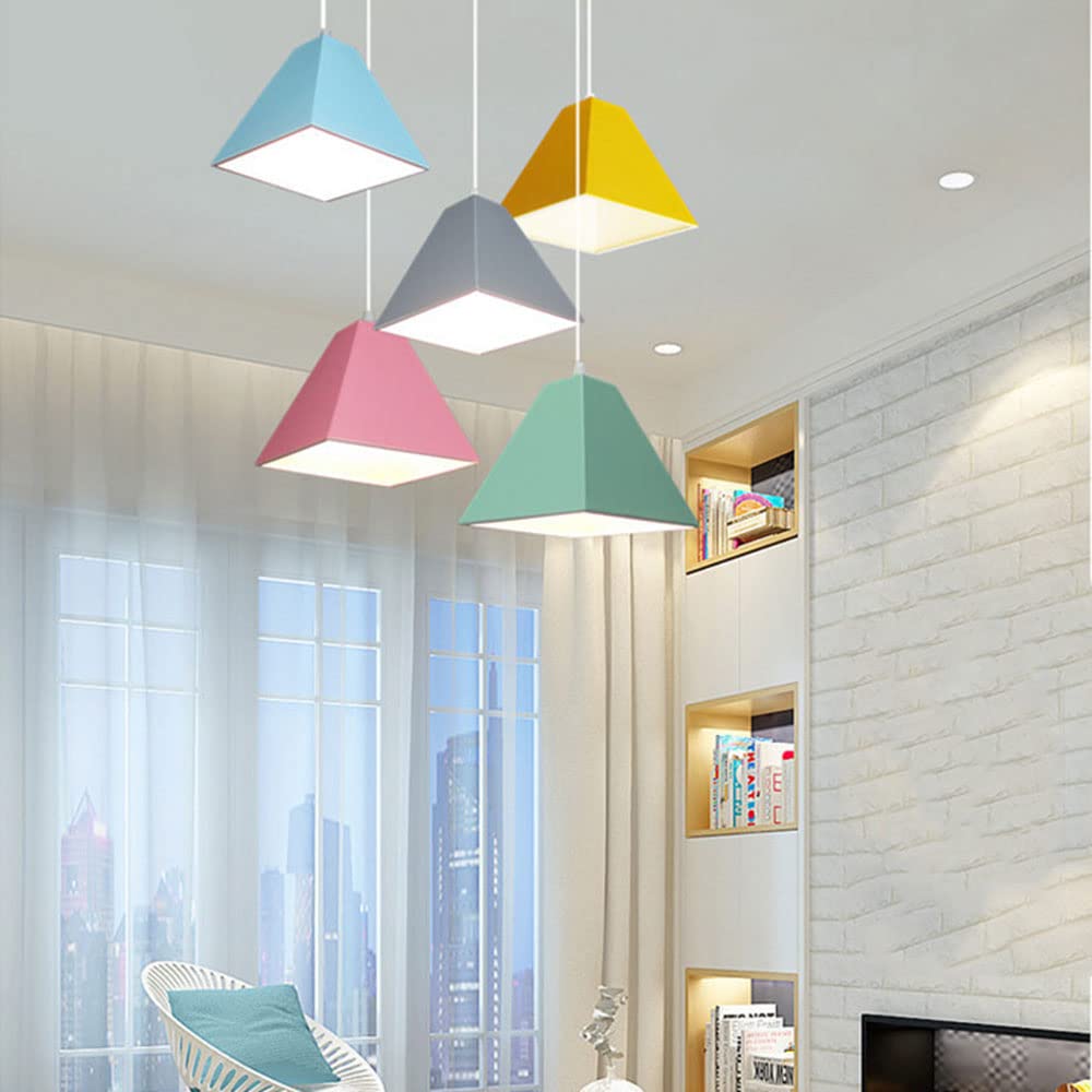 8.6in Single Head Hanging Light Flush Mount Ceiling Chandelier Shade Boho Retro Country Pendant Lamp Colorful Farmhouse Lighting Fixtures for Kitchen Islands, Bedrooms, Entryways, Cafes(A Gray)