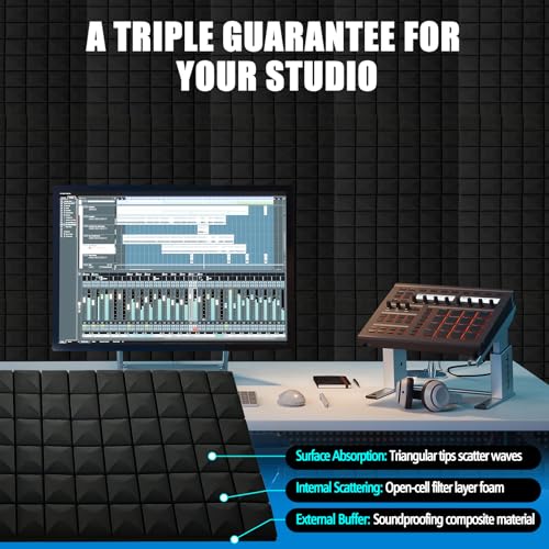 Image of 2 Pack Acoustic Foam Panels, 48 x 24 x 2 inch Sound Proof Foam Panels for Walls | High Density Fire Resistant Soundproof Wall Foam, Noise Cancelling Panels for Recording Studio & Home Office