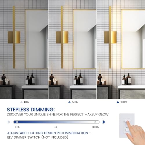 Image of Epinl Gold Bathroom Light Fixtures - 24 inch Brushed Gold Vanity Light for Bathroom Over Mirror Dimmable 5CCT LED Light Bar Modern Lighting Fixture for Bathrooms Bedroom Living Room
