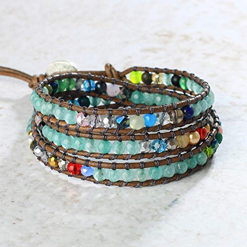 Image of KELITCH Turquoise Wrap Bracelets Leather Beads Bracelets Friendship Charm Bracelets