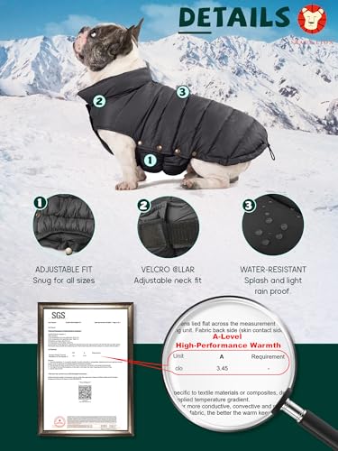 SPACE-LION-Puffer-Jacket-Down-Winter-Coat-Waterproof-Windproof-Lightweight-Jacket-Adjustable-Fit-for-Small-Medium-Large-Dogs-Black-M SPACE LION Puffer Jacket Down Winter Coat Waterproof Windproof Lightweight Jacket Adjustable Fit for Small Medium Large Dogs Black M