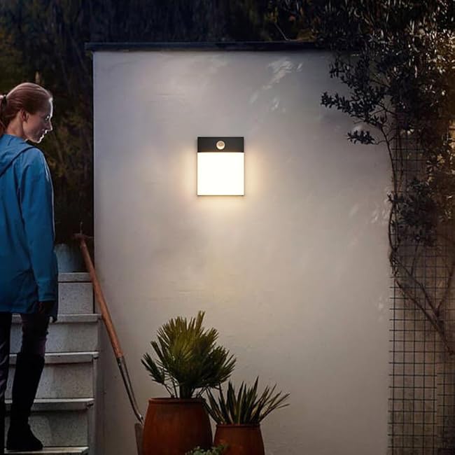 2-Pack Modern Outdoor Led Wall Light with Motion Sensor,24W 3000K Wall Porch & Patio Lighting,IP65 Waterproof Hardwired Exterior Aluminum Wall Lamp for House Yard Hallway Garden Garage(Black)