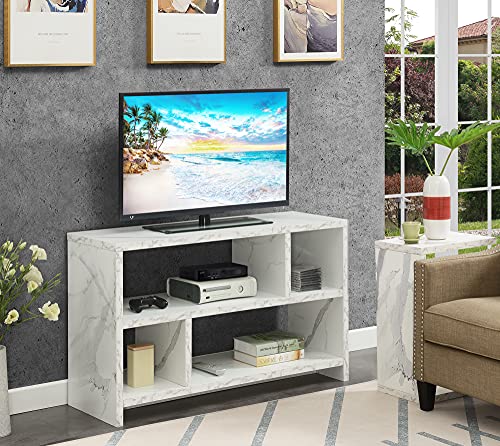 Convenience Concepts Northfield Tv Stand Console With Shelves, White Faux Marble #TOP1