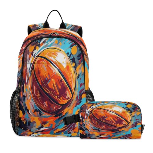 Sac à dos basket-ball aquarelle et sac à lunch pour une rentrée joyeuse