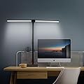 LED Desk Lamp for Home Office, Double Head Flexible Gooseneck with Clamp & Base, 24W High Brightness Eye-Care LED Lighting, 25 Lighting Modes & Remote Control for Reading, Study, Workbench (Black)
