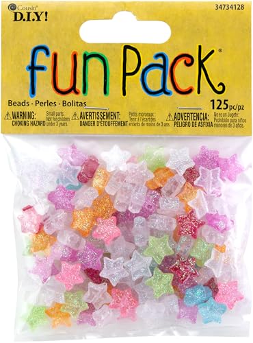 Cousin DIY Glitter Star Beads, Multi Color