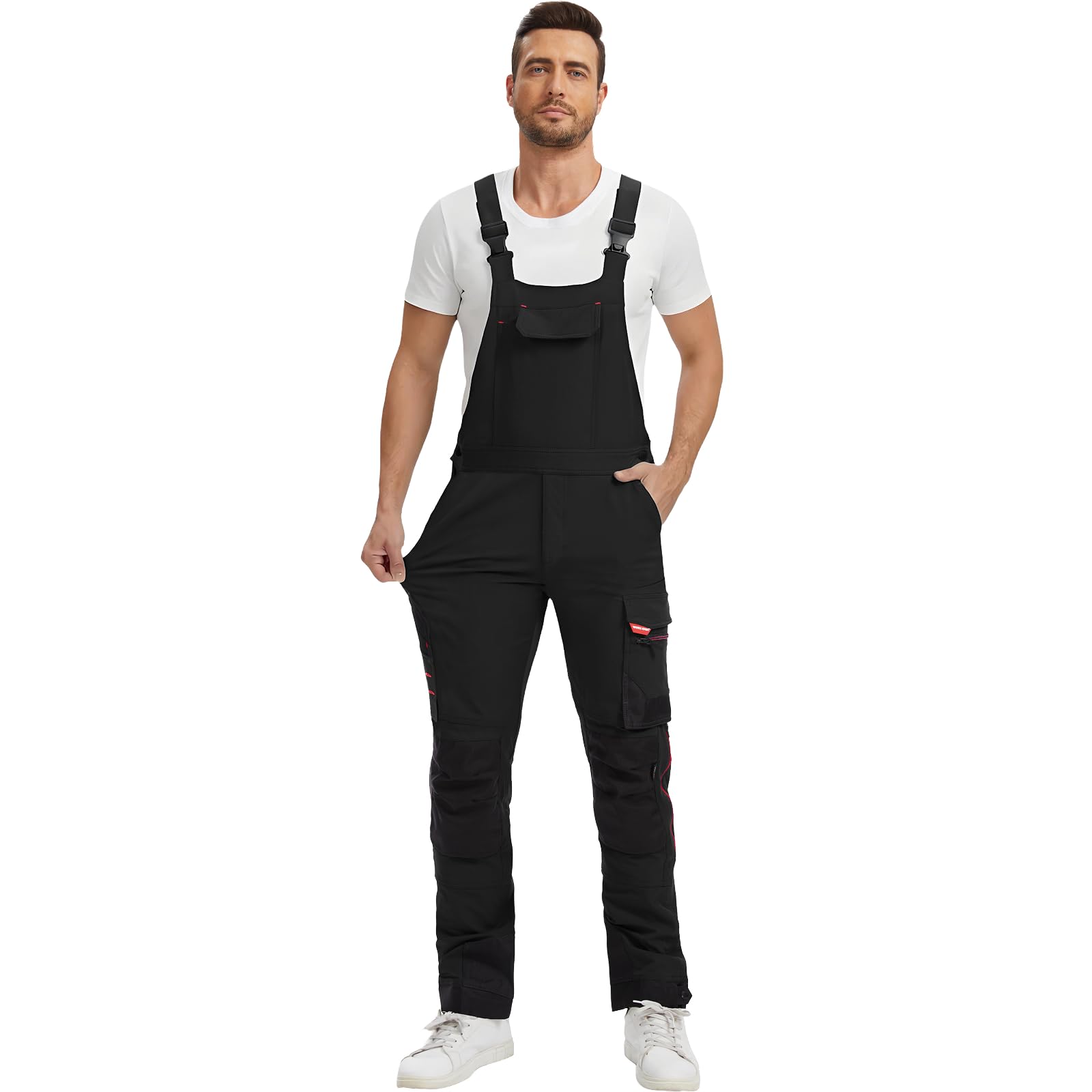 WORK IDEA Salopette da lavoro da uomo con buona elasticità, molte tasche e uso parziale di tessuto Cordura per una maggiore resistenza all'abrasione, adatto a vari ambienti di lavoro.