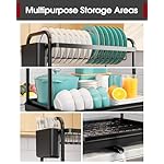 Sakugi 2-Tier Dish Drying Rack - Stainless Steel Dish Rack with Cutlery & Utensil Holders for Kitchen Counter, Sink Organization and Storage for Small Family, 15" W x 11.4" L x 15" H, Black - Image 3