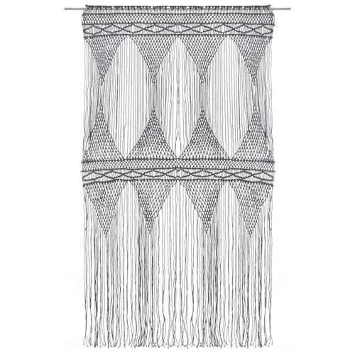 Rideau macramé occultation légère et brise-vue anthracite 140