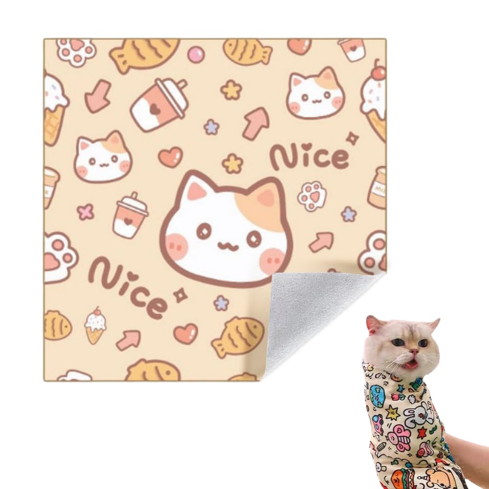 2025 New Cat Wrap for Grooming, Premium Cat Grooming Wrap Cat Restraint for Nail Clipping, Self-Adherent Soft Cat Blanket to Wrap Cat Anti-Scratch