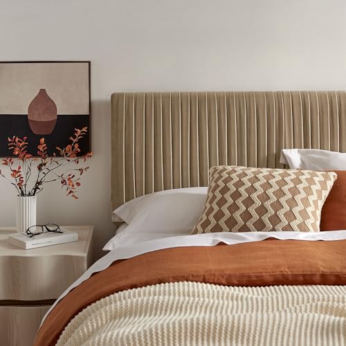 Modway Eloise Full Velvet Headboard with Ruched Details in Taupe - Modern Bed Headboard Only with Stain-Resistant Performance Upholstery, Height-Adjustable Mount by Modway - Used condition - Image 5