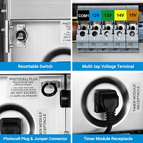 Dewenwils 300W Multi-Tap Low Voltage Transformer, 120V Ac To 12V/13V/14V/15V Ac,Stainlees Steel Shield, Outdoor Transformer For Low Voltage Landscape Lighting, Spotlight, Pathway Light, Etl Listed #TOP1
