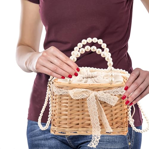 Sac fourre-tout beige en perles résistant style chic été - 3